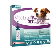 Vectra 3D Dogs and Puppies Teal 11-20lbs 3 dose SINGLE CARD
