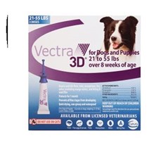Vectra 3D Dogs and Puppies Blue 21-55lbs 3 dose SINGLE CARD