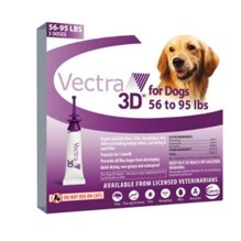 Vectra 3D Dogs and Puppies Purple 56-95lbs 3 dose SINGLE CARD