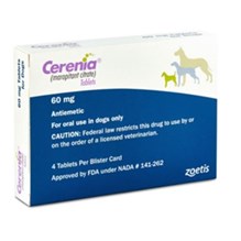Cerenia Tabs 60mg 4ct/card x 10 cards Blue