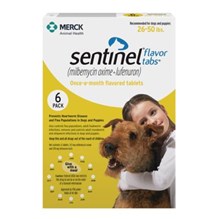 Sentinel Flavor Tabs Yellow 26-50lbs 6 Dose